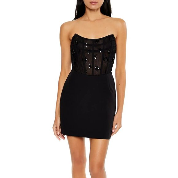 Forever 21 Black Strapless Sequin Dress - Picture 1 of 6